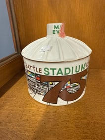 SEATTLE STADIUM KING COUNTY 75 YEARS HARVEY SPIRITS PORCELAIN DECANTER 1974
