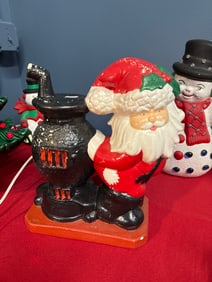 VINTAGE CERAMIC SANTA AND STOVE