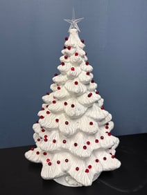 LARGE VINTAGE WHITE CERAMIC CHRISTMAS TREE