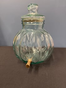 ITALIAN AQUA GREEN GLASS BEVERAGE DISPENSER
