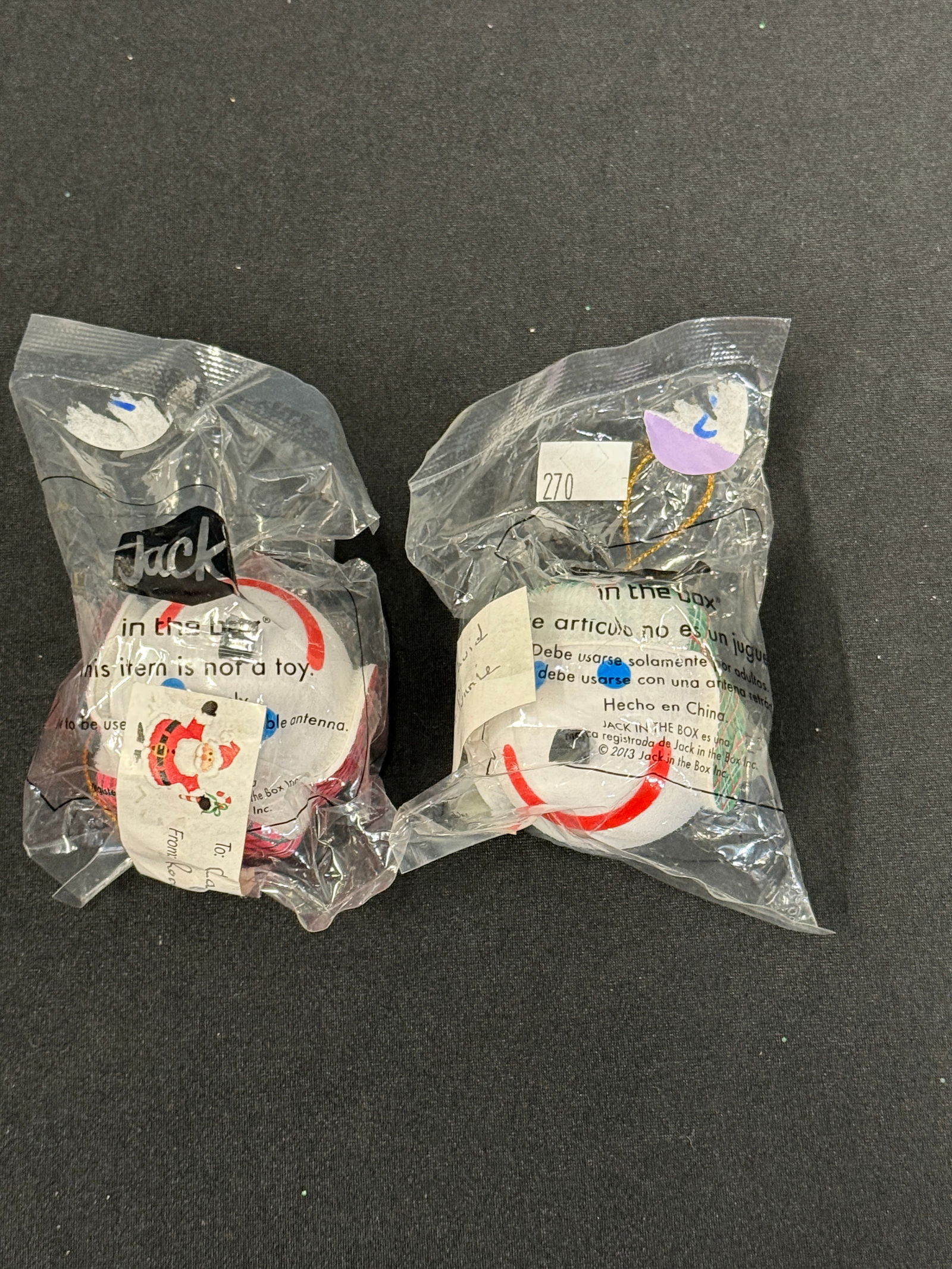 2 JACK IN THE BOX CHRISTMAS ORNAMENTS: 2 Jack in the Box Christmas Ornaments.