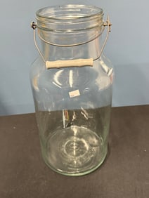 LARGE VINTAGE GLASS JAR WITH HANDLE