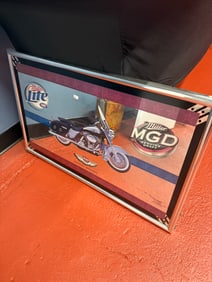 MGD AND MILLER LITE HARLEY DAVIDSON MIRROR SIGN