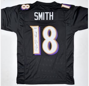 BALTIMORE RAVENS ROQUAN SMITH BECKETT WITNESSED SIGNED JERSEY