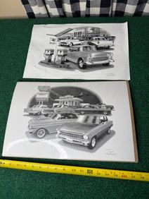 2 Thom San Soucie Signed  Automotive Prints.