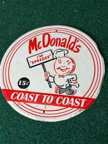 Vintage McDonalds Im Speedee Coast to Coast advertising sign