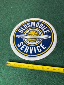 Oldsmobile Service Round Metal Sign