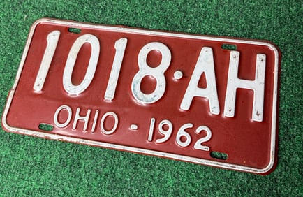 1 X VINTAGE 1962 OHIO License Plate