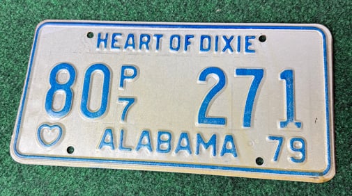1 X VINTAGE 1979 Alabama Heart of Dixie License Plate
