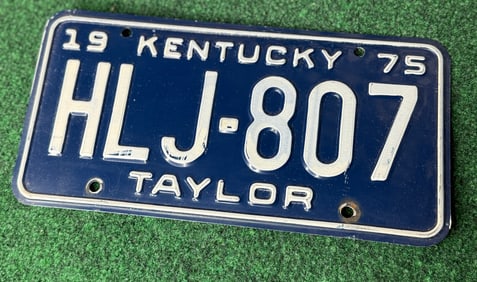 1 X VINTAGE 1975 Kentucky Taylor License Plate