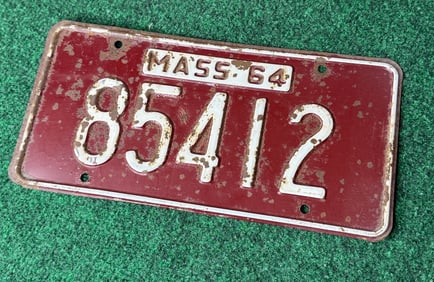 1 X Vintage Massachusetts 1964 License Plate
