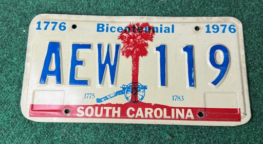 1 X Vintage 1976 South Carolina Bicentennial License Plate