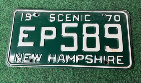 1 X Vintage 1970 New Hampshire Scenic License Plate