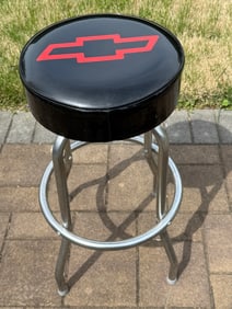 Counter or Bar Stool Black with Red Chevrolet Logo