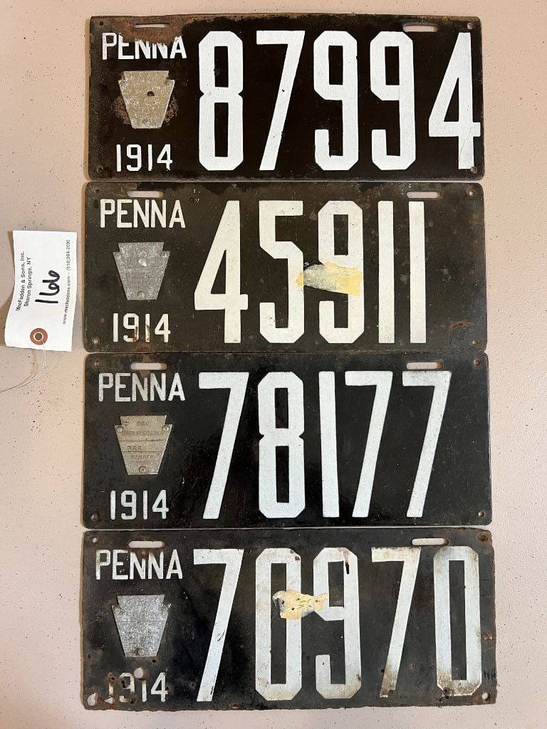 166 (4) Single 1914 Pennsylvania License Plates Auction