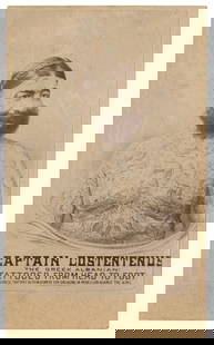 CDV of Tattooed Man Captain George Costentenus (Probably New York, ca. 1876): CDV of Tattooed Man Captain George Costentenus (Probably New York, ca. 1876) Depicting an original broadside for P. T. Barnum’s first tattooed attraction, reading “Captain Costentenus,