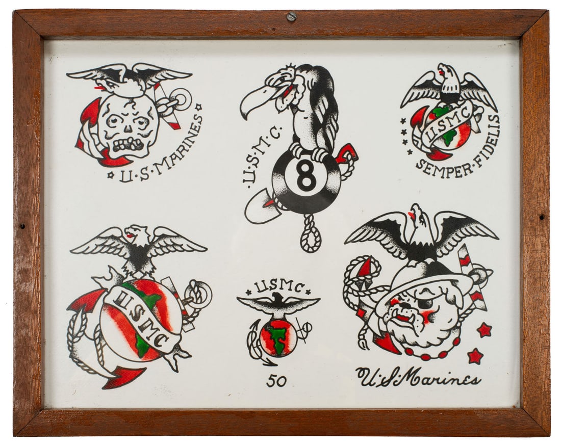 U.S. Marine Emblem Tattoo Designs by Al Schiefley (Ohio, ca. 1955) (1 of 1)