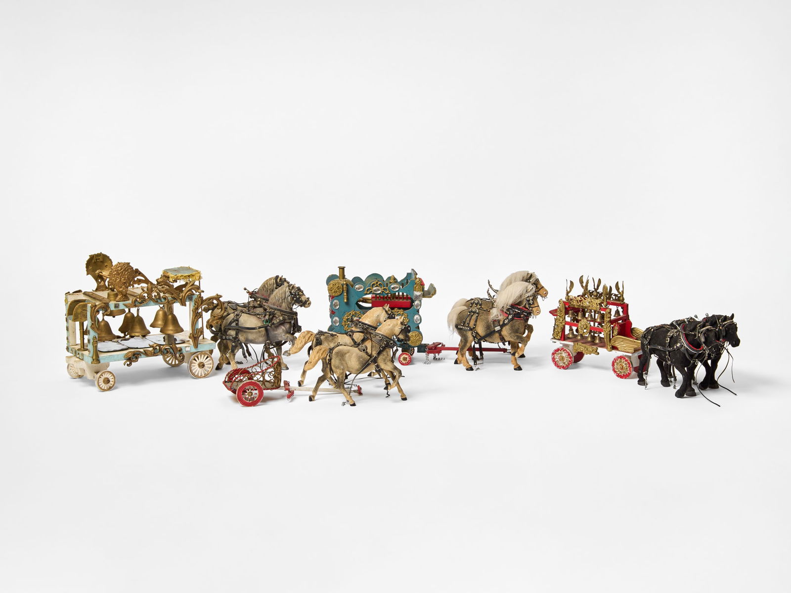 Miniature Folk Art Circus Calliope and Bell Wagons with Flocked Breyer Horses (American, 20th (1 of 5)