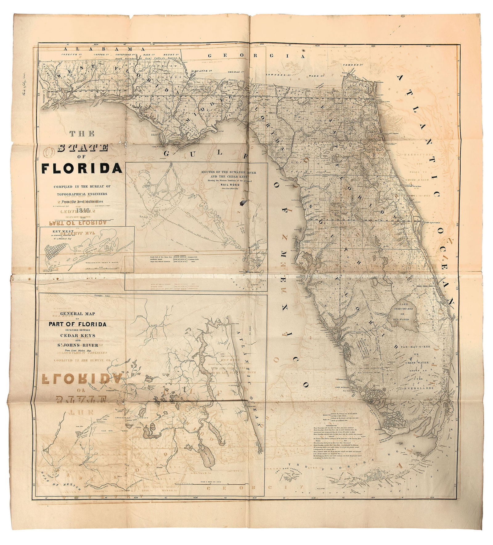 Large Map of The State of Florida by Bruff (Washington D.C., 1846) (1 of 4)