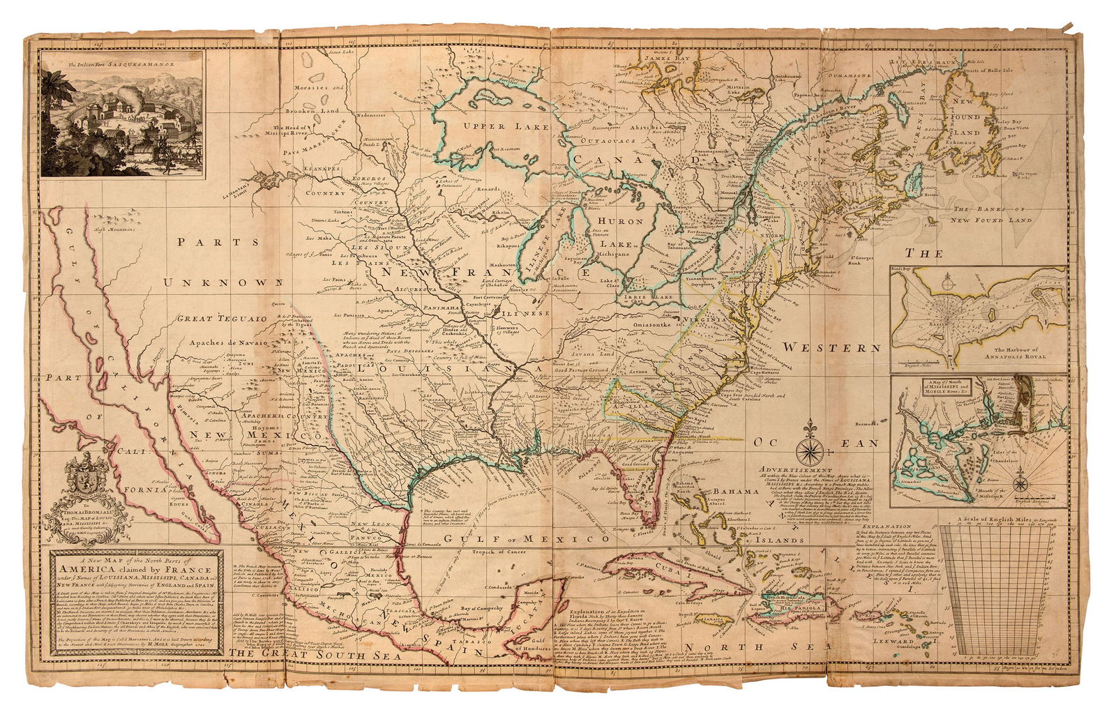 Map of the North Parts of America Claimed by France by Herman Moll (London, 1720) (1 of 3)