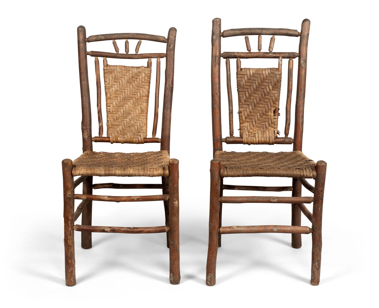 Pair of Old Hickory Rustic Side Chairs (Indiana, ca. 1950) (1 of 3)