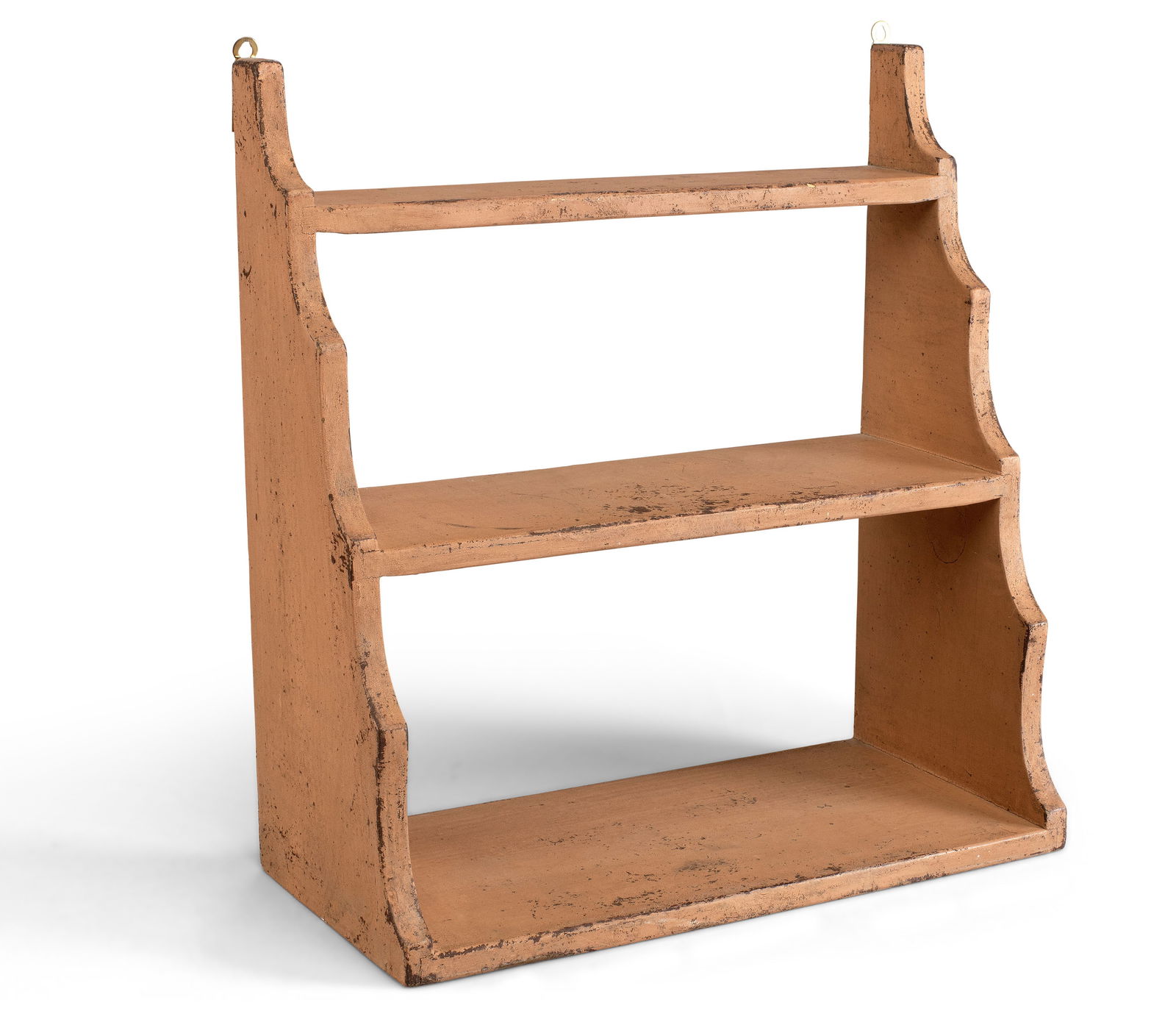 Small Hanging Wall Shelf in Salmon Paint (America, 19th century) (1 of 2)
