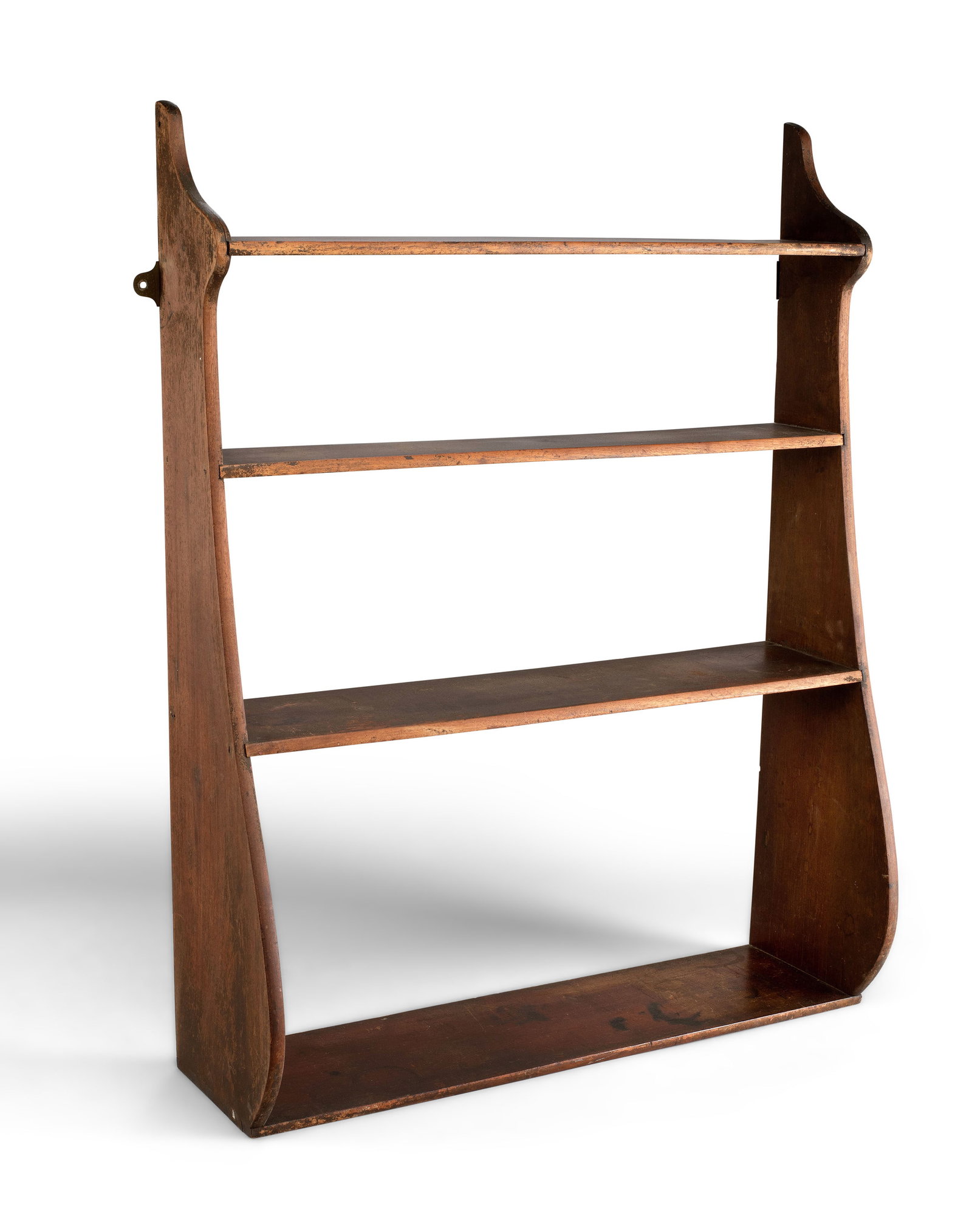 Mahogany Whale End Shelf (America, 19th century): Mahogany Whale End Shelf (America, 19th century) Four-tier dovetailed shelf with "whale-back" sides in old surface. 31 1/2 x 24 1/2 x 7 3/4 in. (80 x 62.2 x 19.7 cm.)