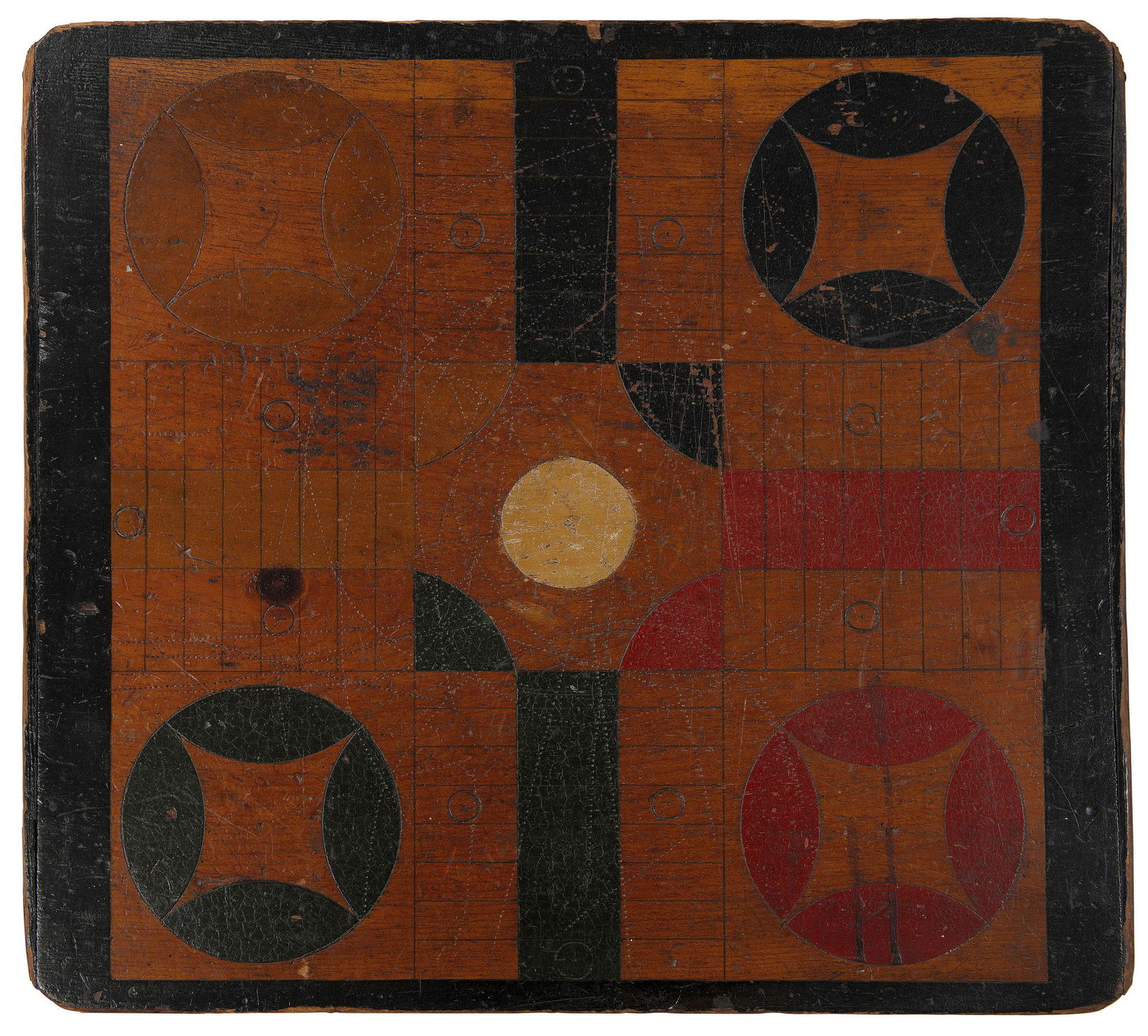 Polychrome Painted Parcheesi Game Board (America, 19th century) (1 of 2)