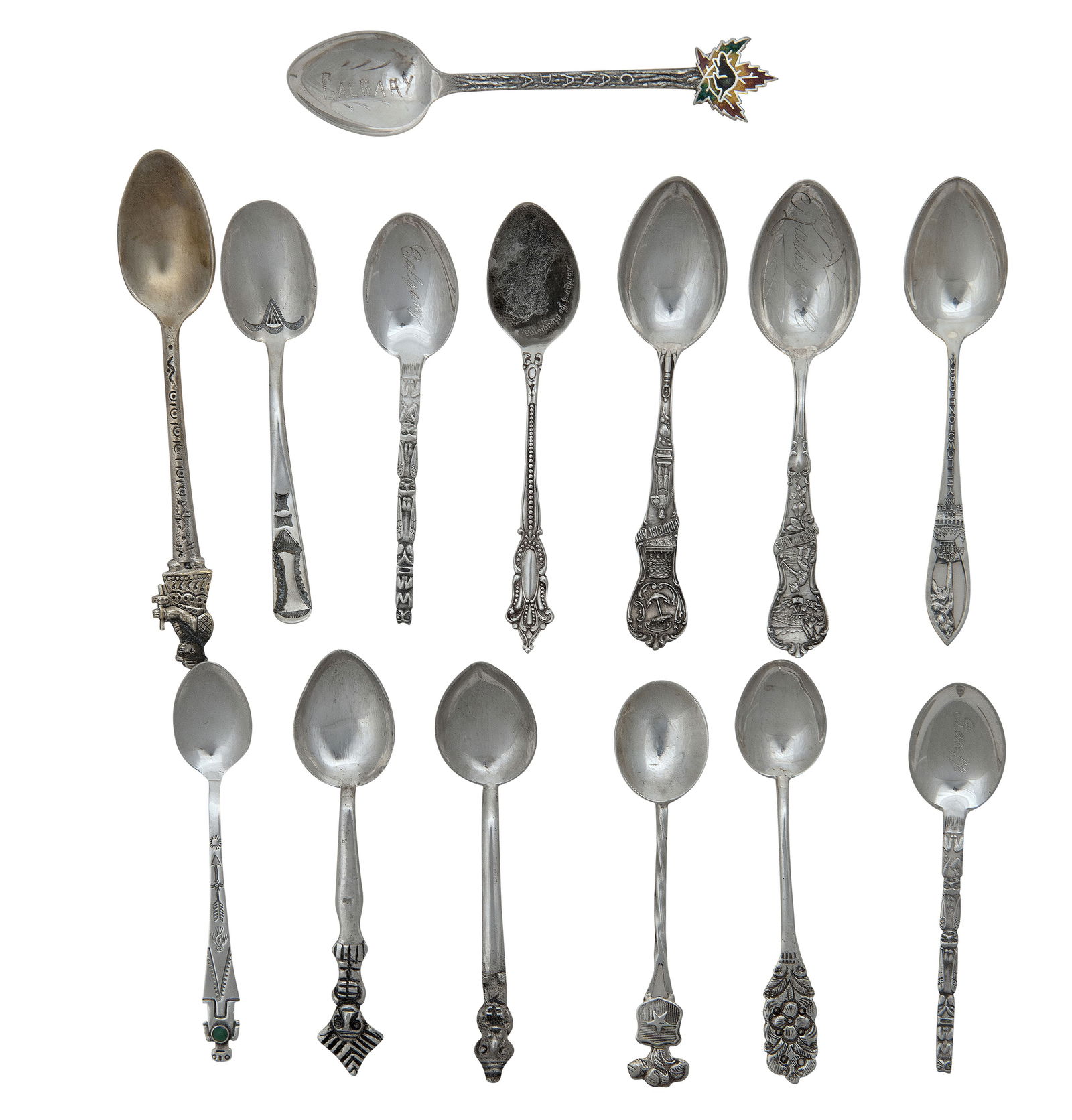 Group of Silver Flatware and Souvenir Spoons, 37 pieces (America and England, 1780-1920) (1 of 4)