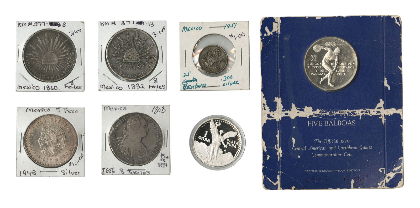 Group of Silver Coins from Mexico and Panama (1808-1986) (1 of 2)