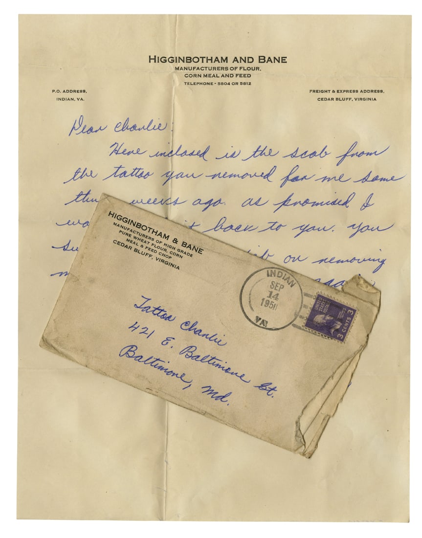 Letter Regarding Tattoo Removal (Baltimore, 1951) (1 of 1)