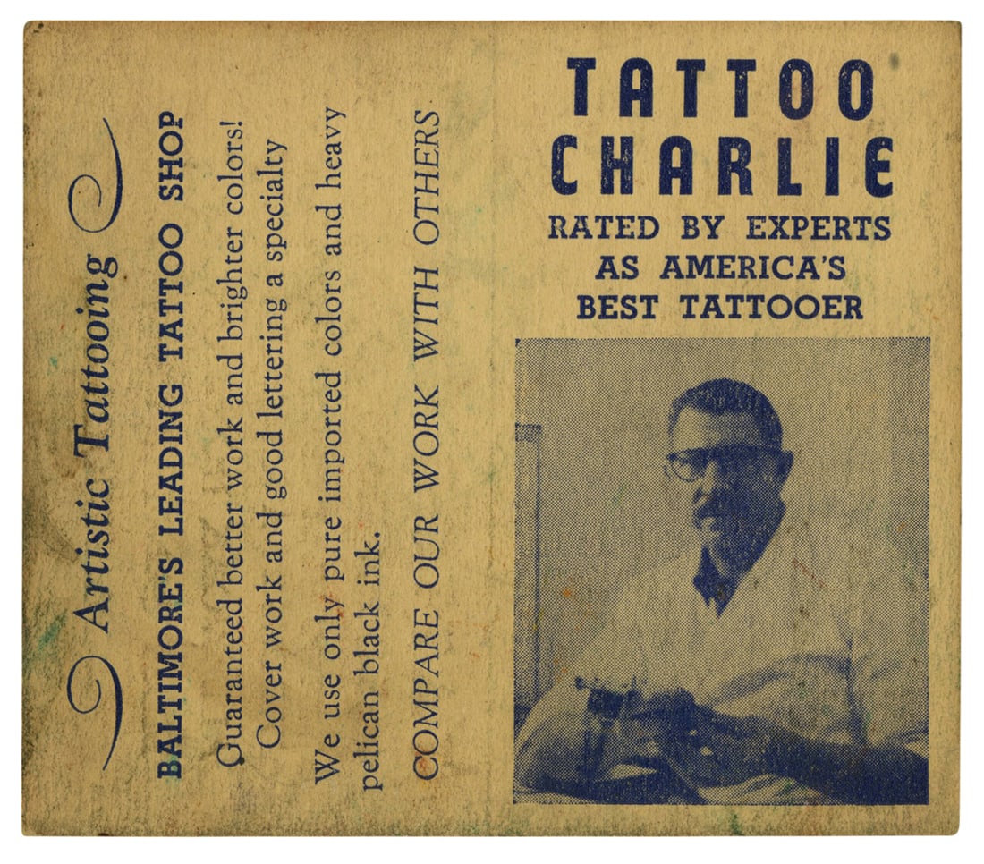 Tattoo Charlie Business Card (Baltimore, ca. 1950) (1 of 2)