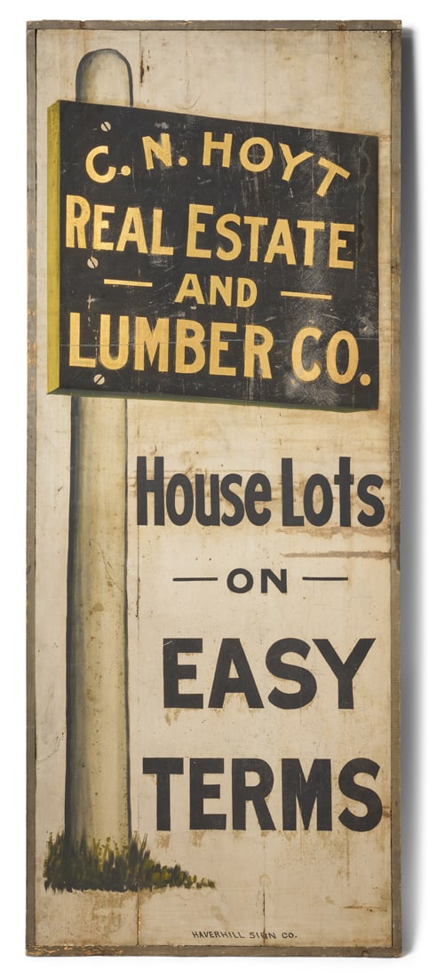 Painted Wood Trade Sign for Hoyt Real Estate and Lumber (Haverhill, Massachusetts, ca. 1895) (1 of 4)
