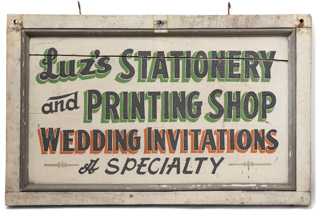 Luz's Stationery and Printing Shop Trade Sign (ca. 1930) (1 of 2)