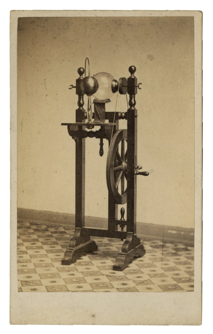 CDV of Benjamin Franklin's Electrostatic Machine (Philadelphia, ca. 1860) (1 of 2)