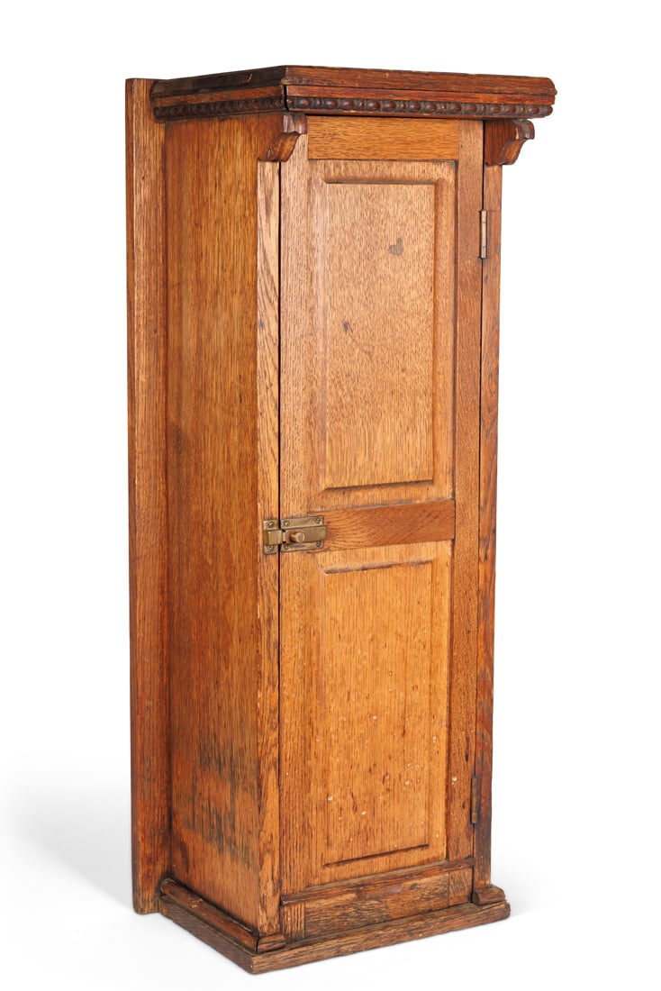 Paneled Oak Base for a Wall Cabinet Telephone (ca. 1900) (1 of 9)