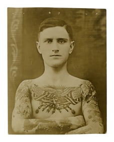 Photograph of Man Tattooed by Charlie Wagner and Lew Alberts (New York, ca. 1925) 4 1/2 x 3 1/2 in.