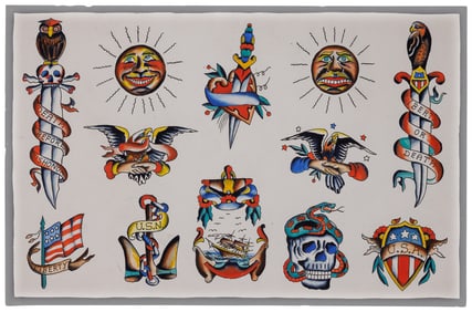 "Death Before Dishonor" and Other Traditional Tattoo Designs by C. J. "Pop" Eddy (San Francisco, ca.