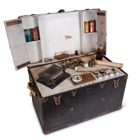 Travel Trunk with Switchboard by Bowery Tattoo Artist Charlie Wagner (America, ca. 1920) Trunk: 23 x