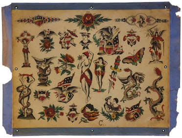Dragons, Snakes, and Other Traditional Designs by Bowery Tattoo Artist (New York, ca. 1910) Overall:
