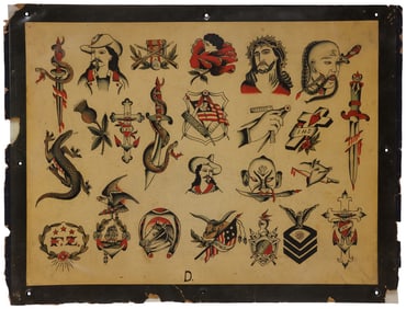 Buffalo Bill and Other Traditional Designs by Bowery Tattoo Artist (New York, ca. 1910) Overall: 17