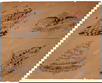Patriotic Tattoo Designs by J.F. Barber (Detroit, ca. 1920) Overall: 16 x 19 1/2 in. (40.6 x 49.5