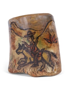 Cowpuncher Horn Napkin Ring by Tattoo Artist Gus Wagner (Kansas, ca. 1925) 2 1/2 x 2 in. (6.4 x 5.1