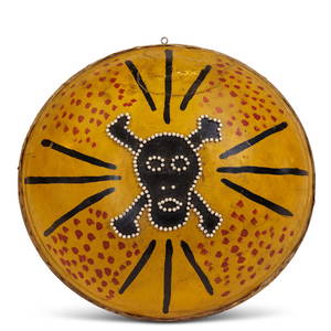 Skull & Crossbones Drum by Tattoo Artist Gus Wagner (Kansas, ca. 1925) Diameter: 14 1/4 in. (36.2