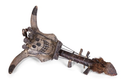 Bone Cannibal Guitar by Tattoo Artist Gus Wagner (Kansas, ca. 1925) 22 1/2 x 16 1/2 x 11 in. (57.2 x