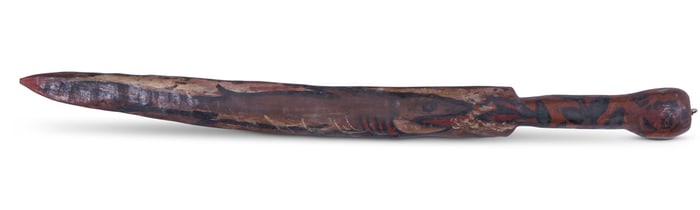 Shark and Seahorse Saber Carved by Tattoo Artist Gus Wagner (Kansas, ca. 1920) 22 in. (x 55.9 cm.)