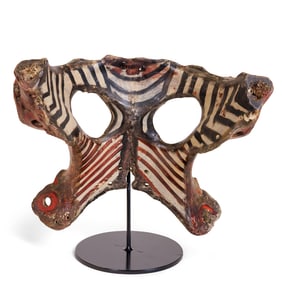 Painted Bone with Thunderbird and Tipis by Tattoo Artist Gus Wagner (Kansas, ca. 1925) 11 1/2 x 13 x