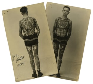 Postcards of Jay Lester, Tattooed by "Sailor" George Fosdick (Portland, Oregon, ca. 1924) 5 1/2 x 3