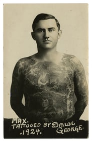 Postcard of Max Bohm, Tattooed by "Sailor" George Fosdick (Portland, Oregon, 1924" 5 1/2 x 3 1/2 in.