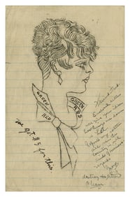 Lady Head Tattoo Design by "Sailor" George Fosdick (Portland, Oregon, ca. 1925) 8 1/2 x 5 1/2 in.